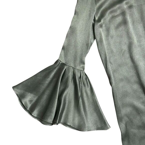 ALEXIS ($498) Pewter Textured Bell Sleeve Dress S - Picture 5 of 15